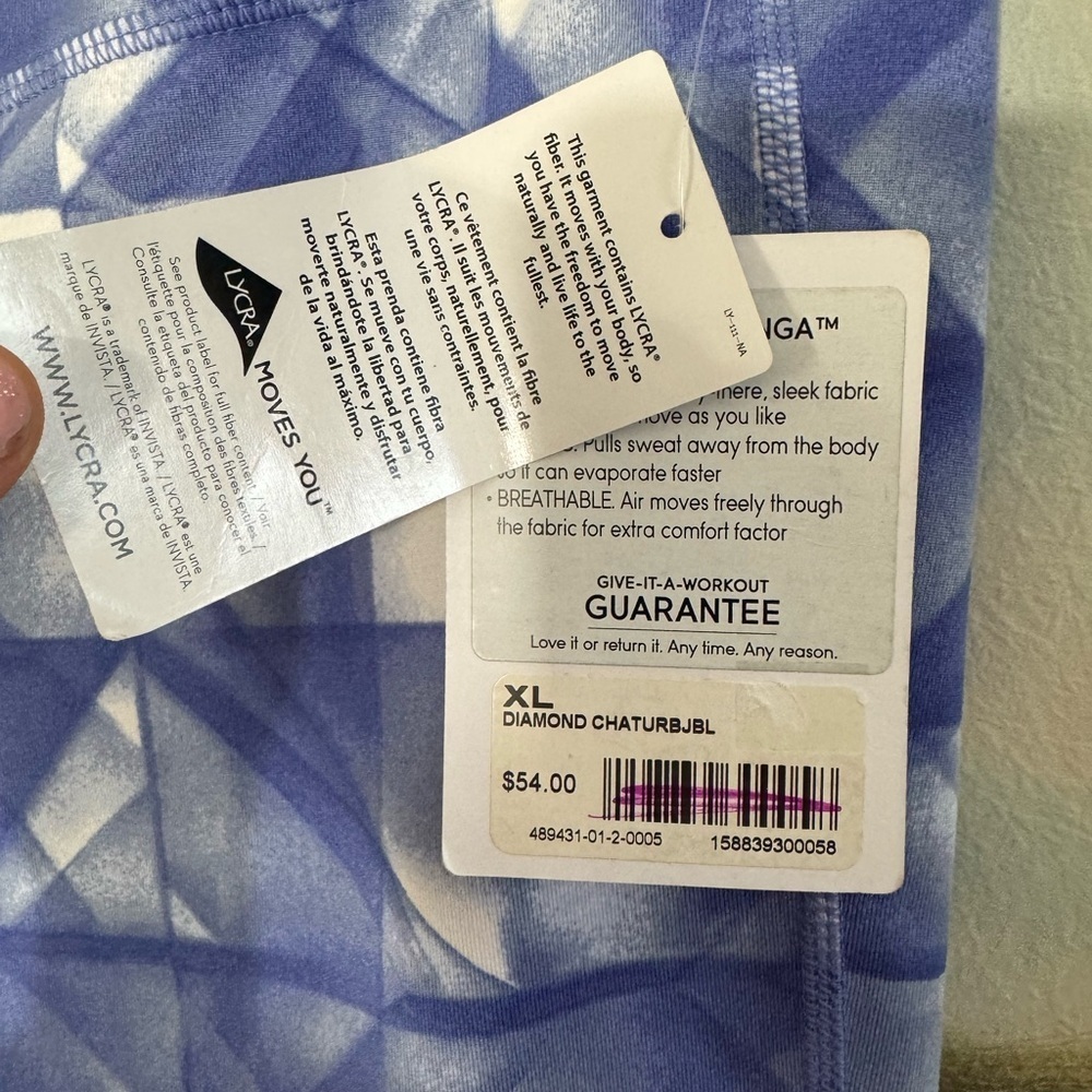 ATHLETA Diamond Chaturanga Knicker Legging Blue White NWT Size XL - Picture 6 of 9